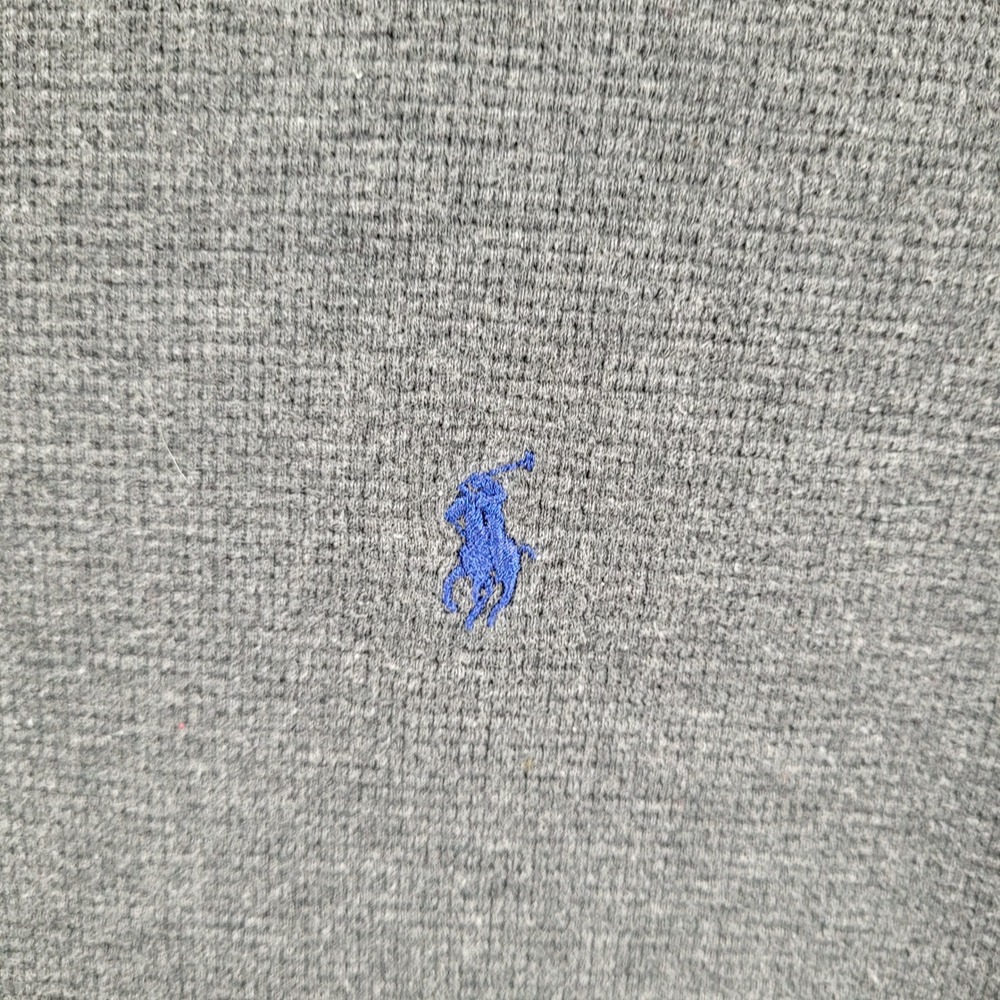 Polo Ralph Lauren Mens Small Gray Waffle Knit Thermal Long Sleeve Sleep Shirt - Picture 2 of 6